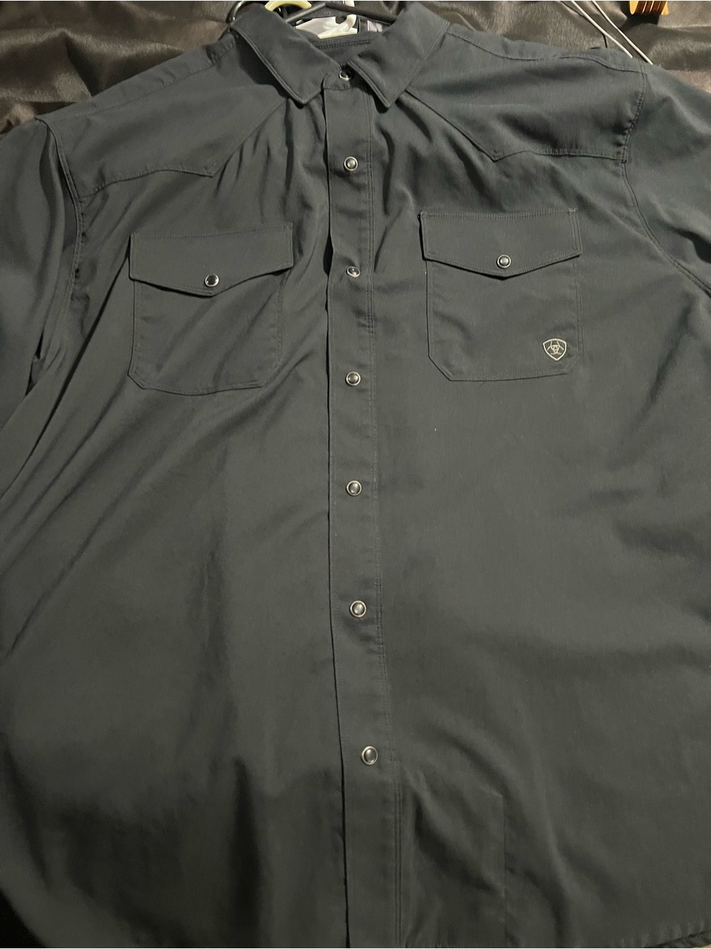 Ariat Black short Sleeve Button-Down Work Shirt pearl snap